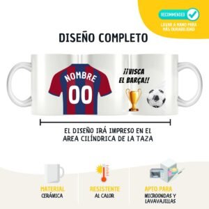 Taza personalizada con nombre del FC Barcelona - Imagen 6