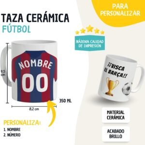 Taza personalizada con nombre del FC Barcelona - Imagen 3